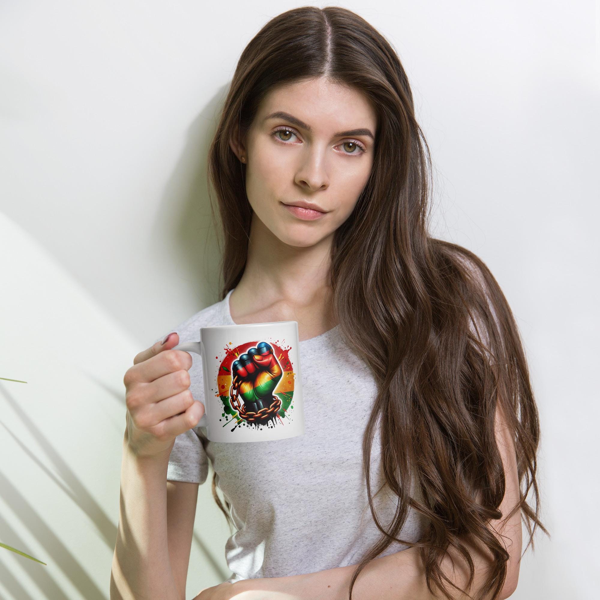 Empowerment Mug – Bold Rasta Fist Breaking Chains | Freedom & Strength Design | 11oz, 15oz, 20oz