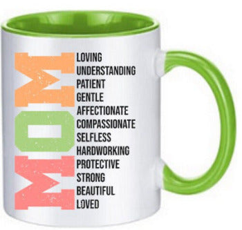 “Best Mom” 11oz premium ceramic coffee mug
Microwave and dishwasher safe mom mug, BPA-free
AAA sublimation print ceramic mug for Mom