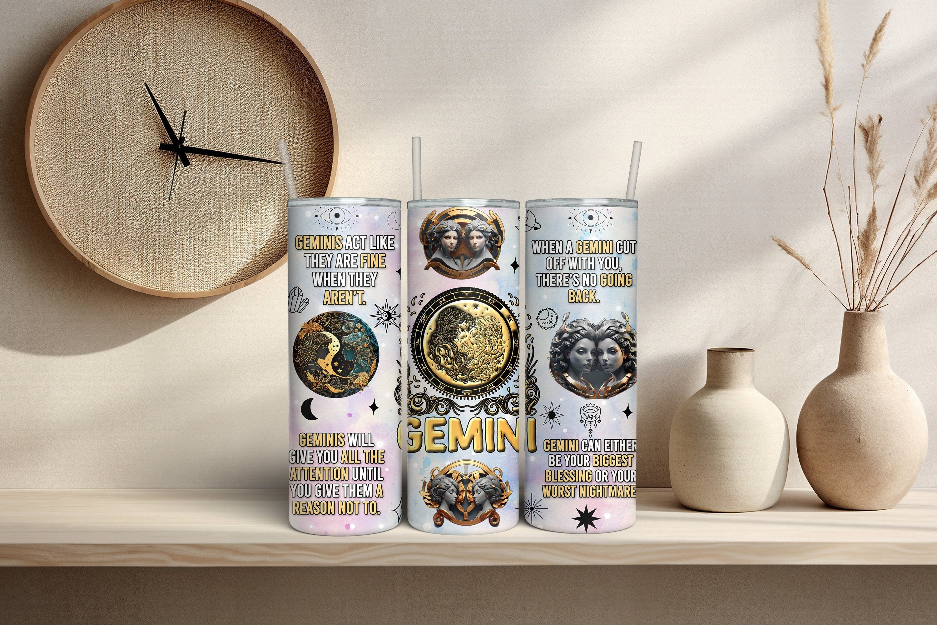 Gemini Zodiac 20oz Insulated Tumbler – Astrology Gift for Gemini Signs