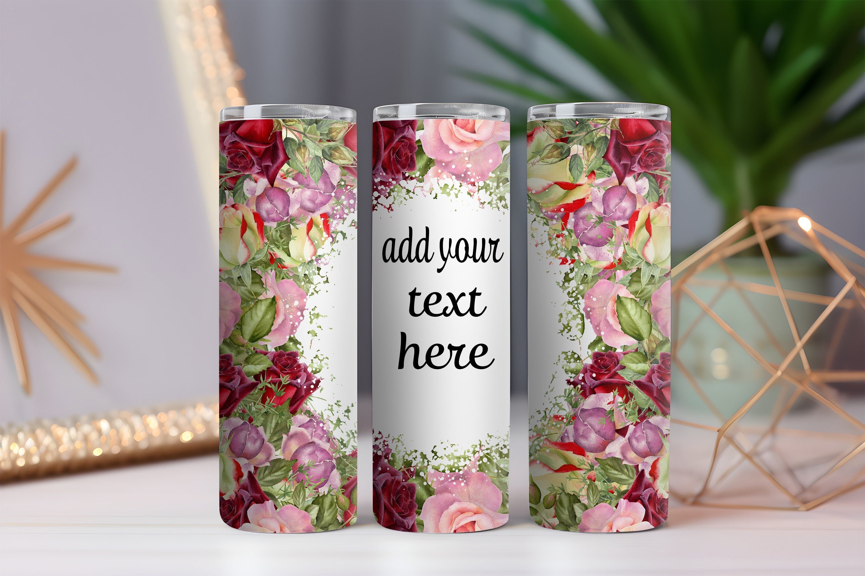 Custom red rose 20oz stainless tumbler with personalized text, lid and straw

Personalized floral 20oz skinny tumbler—double-walled, hot or cold

Red rose wrap tumbler with custom name, sliding lid, metal straw