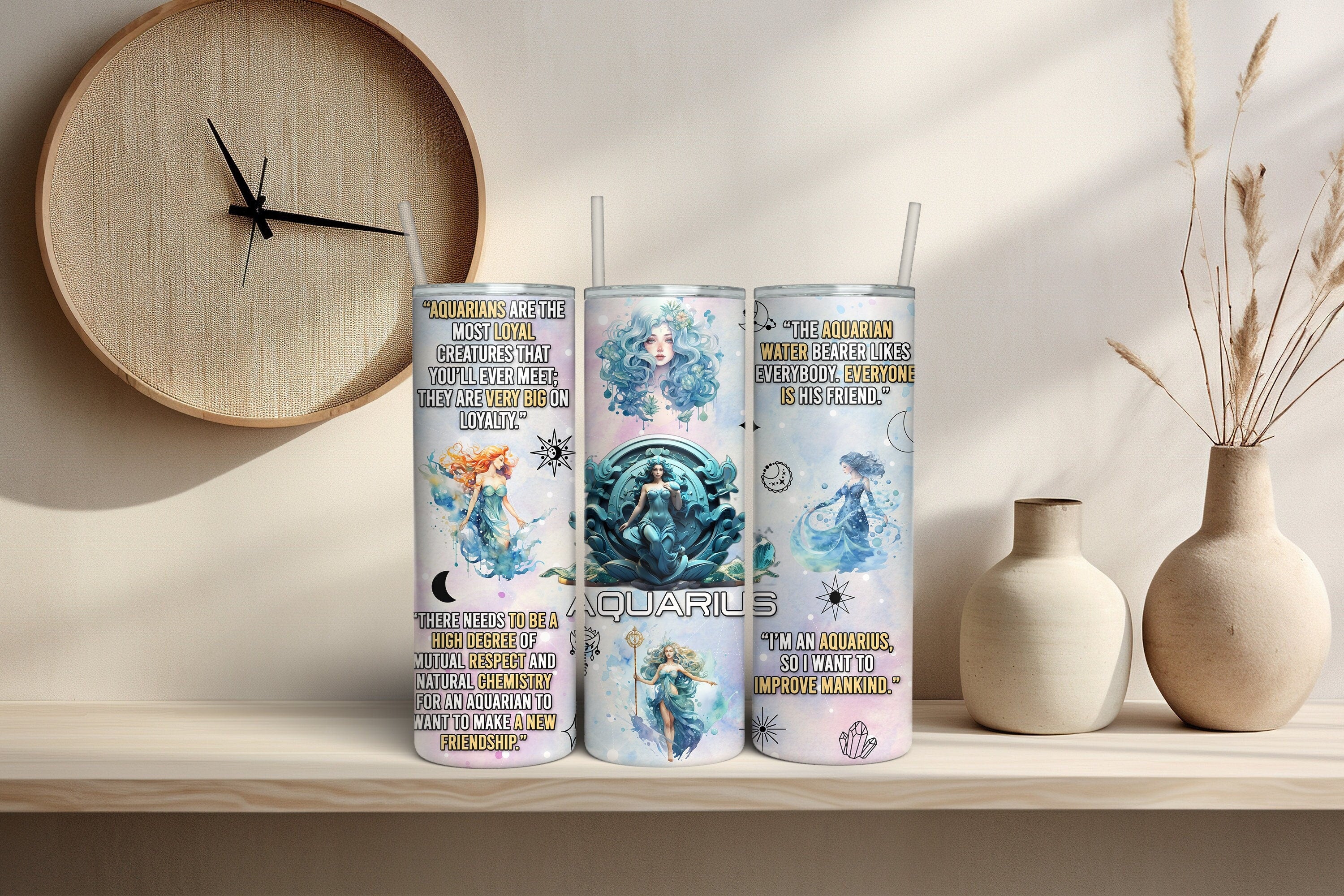Aquarius Zodiac 20oz Insulated Tumbler – Astrology Gift for Aquarius Signs