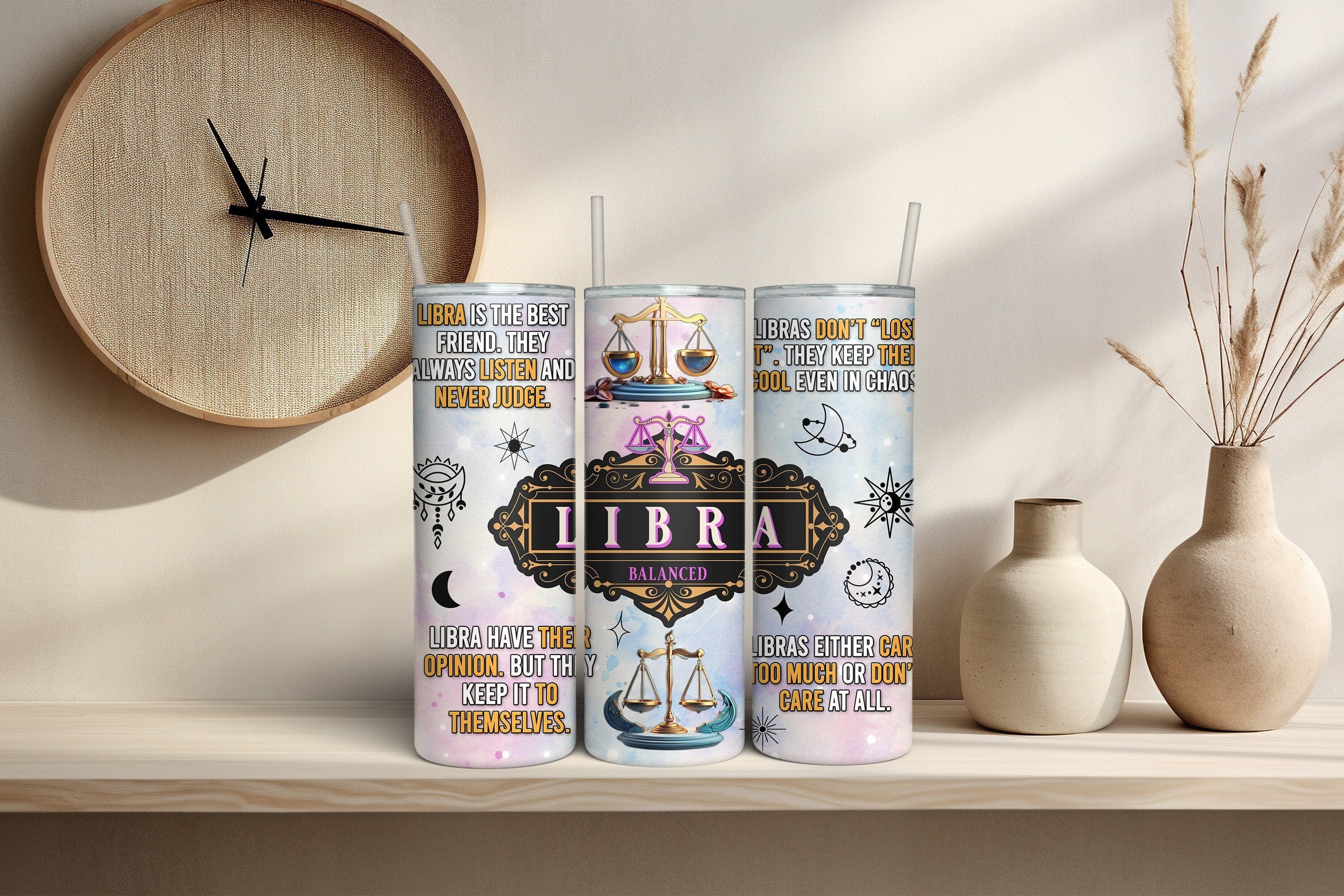 Libra Zodiac 20oz Insulated Tumbler – Astrology Gift for Libra Signs