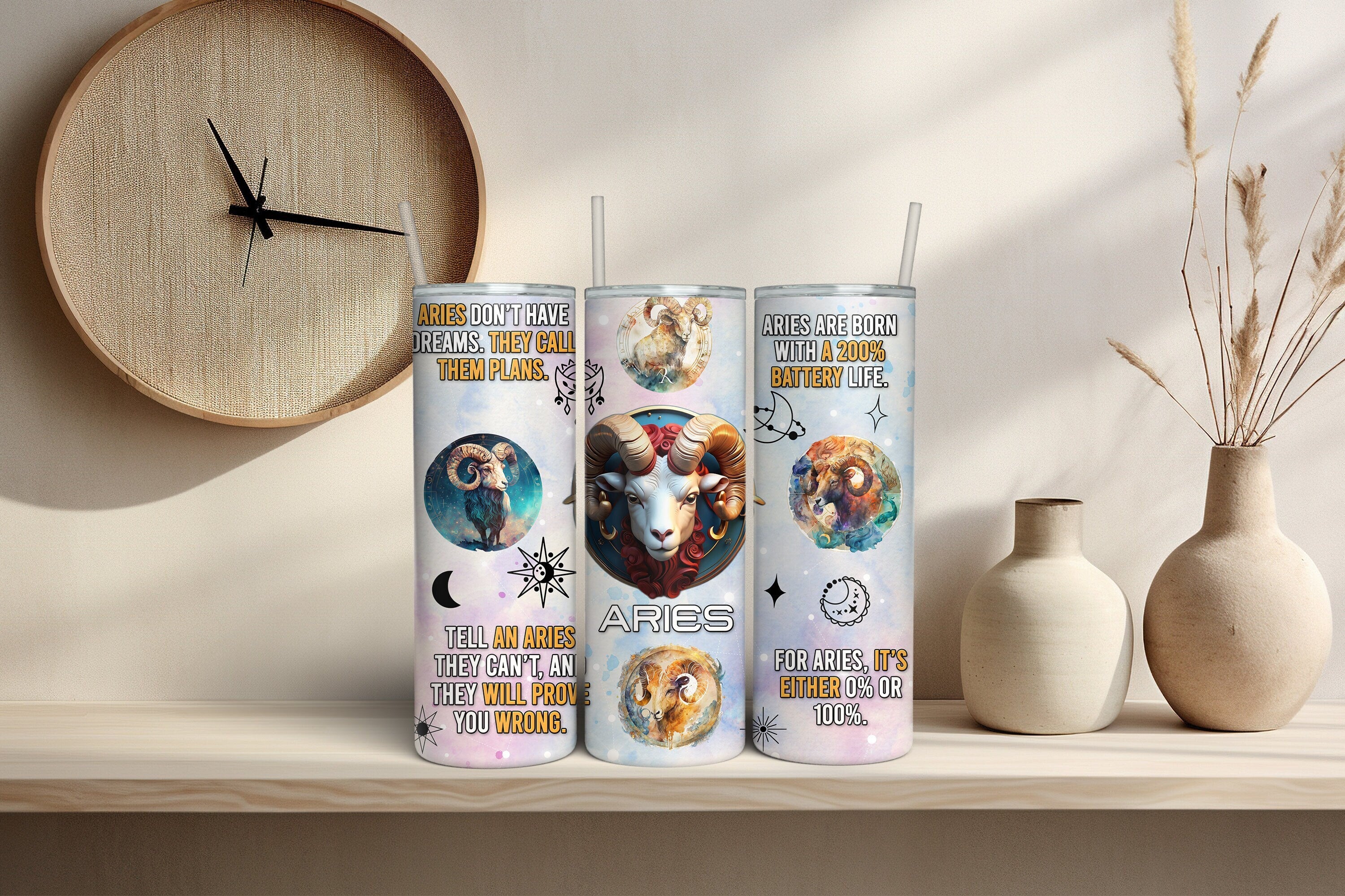 Aries Zodiac 20oz Insulated Tumbler – Astrology Gift for Aries Signs