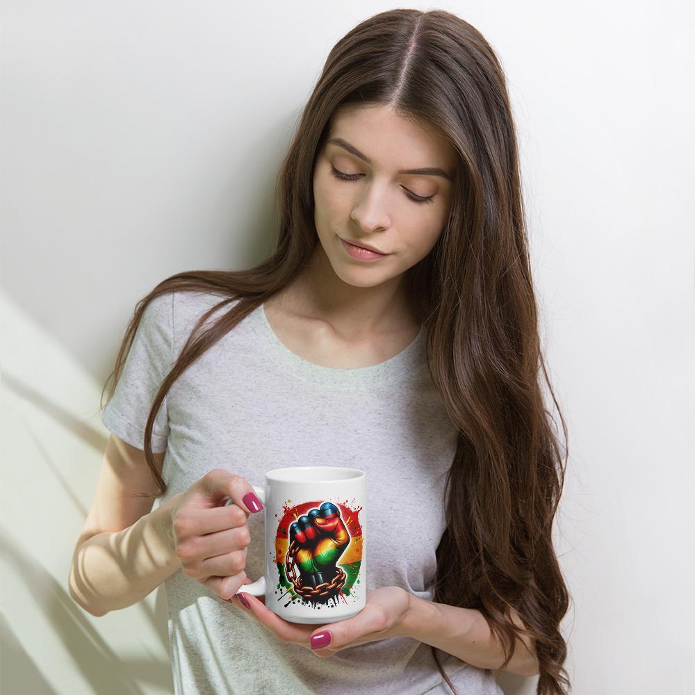 Empowerment Mug – Bold Rasta Fist Breaking Chains | Freedom & Strength Design | 11oz, 15oz, 20oz